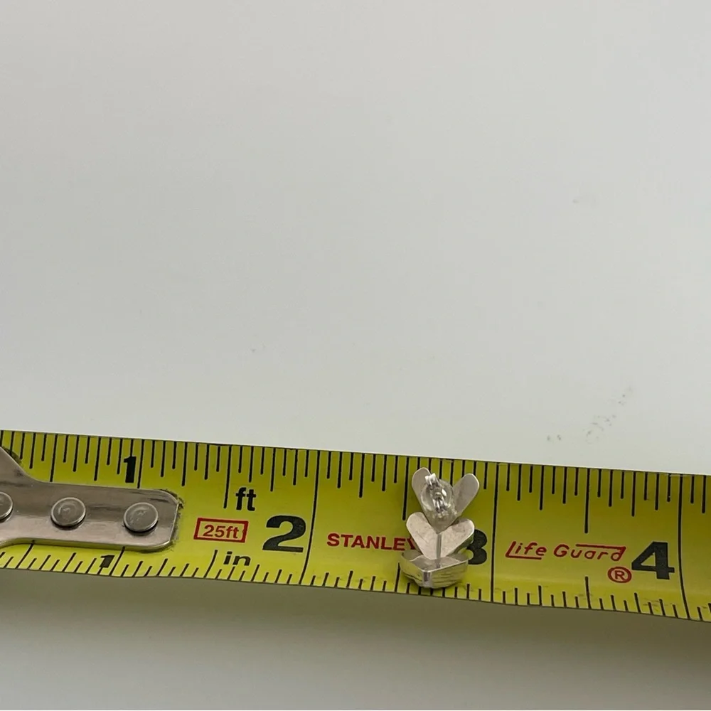 Vintage Sterling Silver Puffy Chevron dangle Drop Earrings - Picture 4 of 11